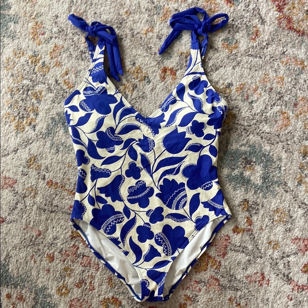 kate spade Blue and White Floral One-Piece Swimsuit